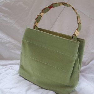 Salvatore Ferragamo Apple Green Grosgrain Purse